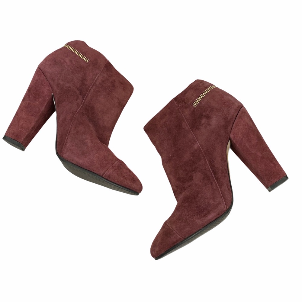 ALDO Maroon Suede Zipper Heeled Booties 6 - Picture 2 of 9